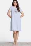 Zivame Farm Lore Knit Cotton Knee Length Nightdress - Grey Melange — thumbnail 2
